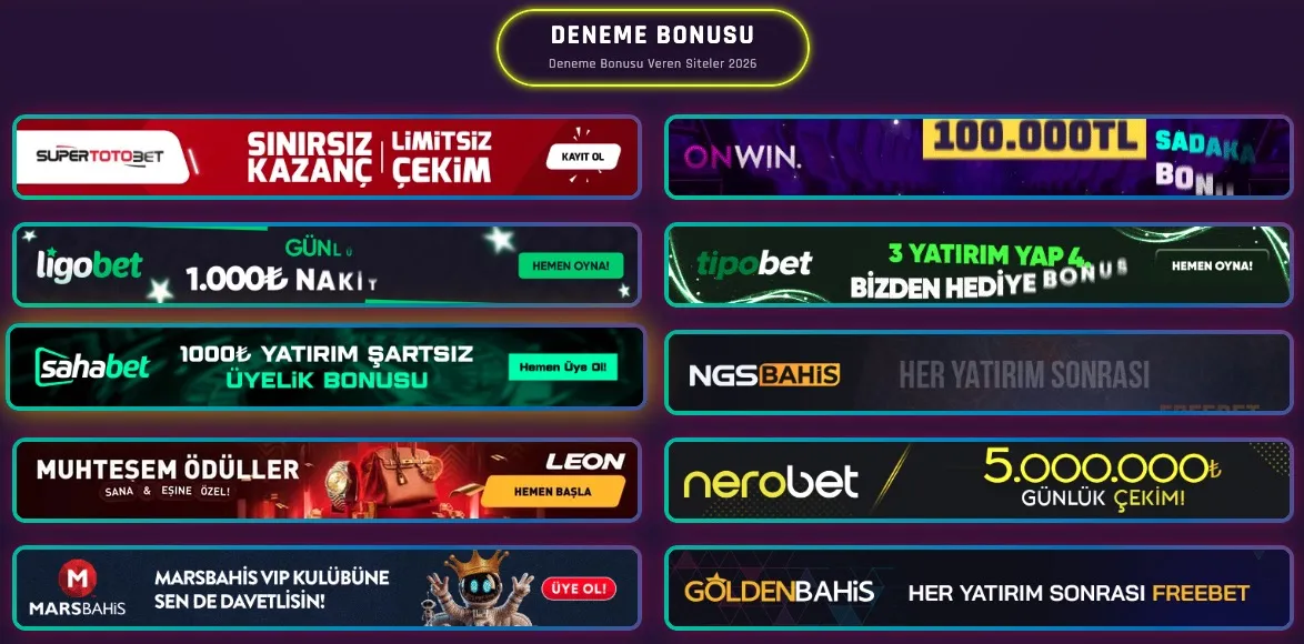 Deneme Bonusu Veren Yatırımsız Bonuslar Güvenilir Marka Siteler